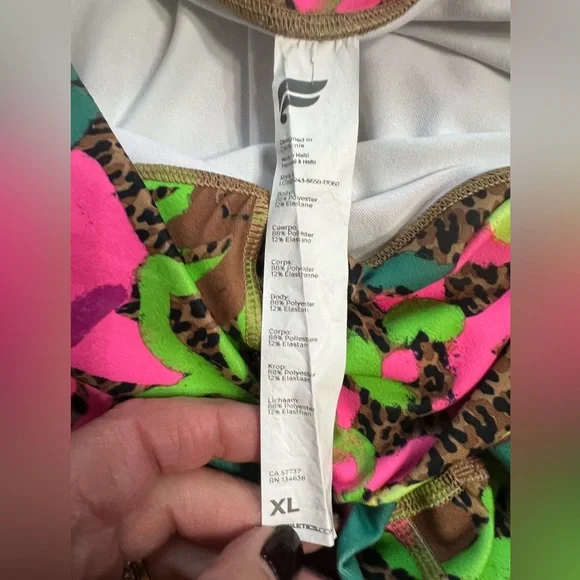 Fabletics Neon Green and Pink Leopard Leggings EUC - Picture 6 of 6